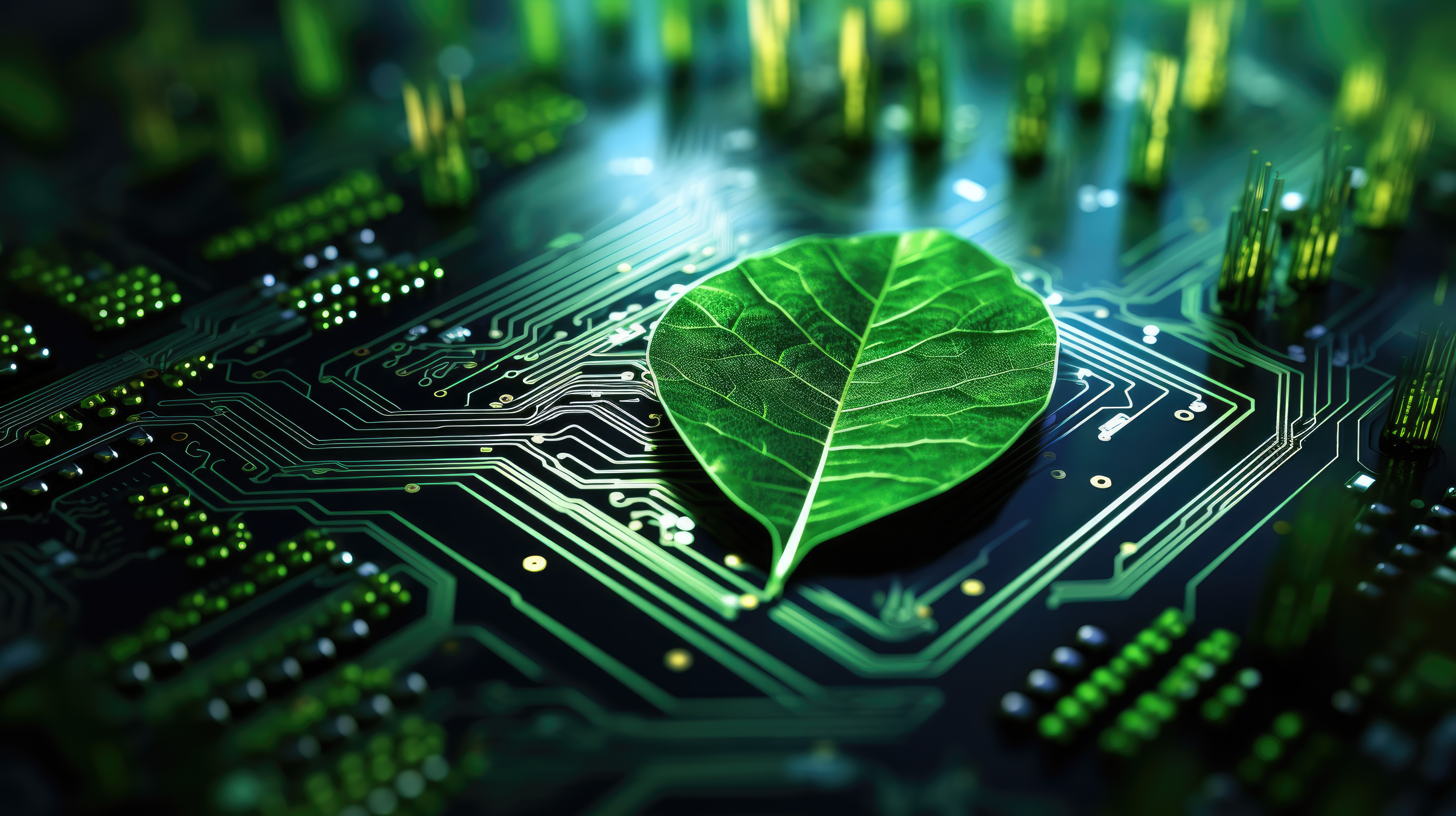 Connecting nature and technology through green computing IT ethics and green technology on a computer circuit board